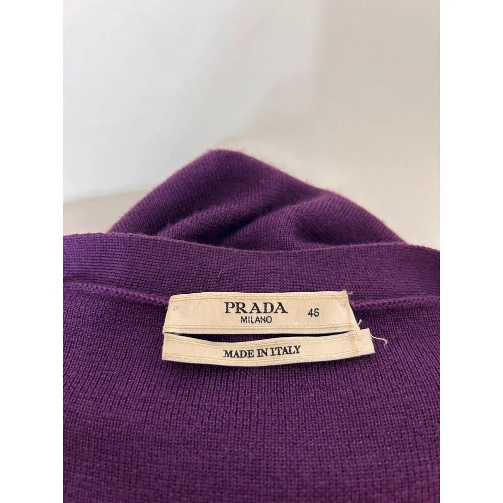 PRADA Italy Cashmere Silk V Neck Button Front Cardigan Sweater Women's S IT 46 d - Picture 3 of 10